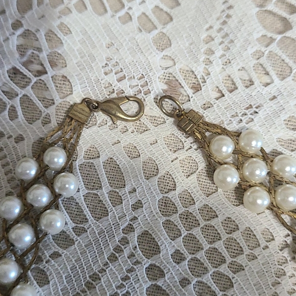 Intricate Imitation Pearl and Goldtone Necklace - Picture 3 of 3